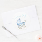 Team Boy, Blue Stroll Gender Reveal Runder Aufkleber (Umschlag)