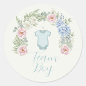 Team Boy Botanical Gender Reveal Sticker (Vorderseite)