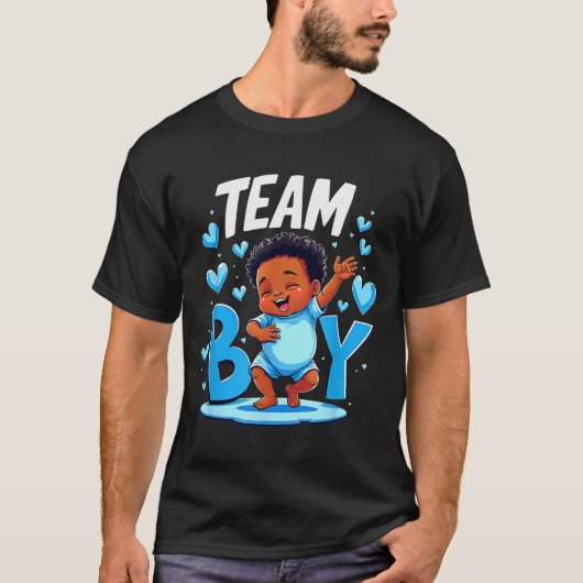 Team Boy Design Gender Reveal New Baby Boy T-Shirt (Vorderseite)