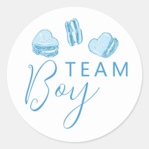 Team Boy Gender Reveal Blue Heart Voting Runder Aufkleber
