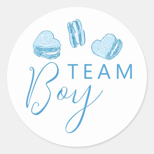 Team Boy Gender Reveal Blue Heart Voting Runder Aufkleber (Vorderseite)