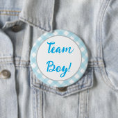 Team Boy, Gender Reveal Button, Blau Kariert Button (Beispiel)