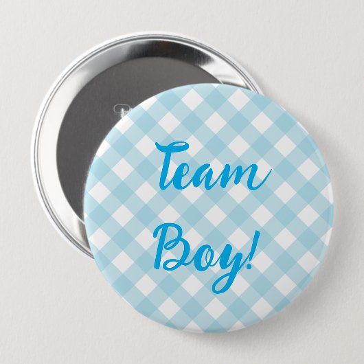 Team Boy, Gender Reveal Button, Blue Button (Vorne & Hinten)
