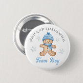 Team Boy Gingerbread Gender Reveal Party Button (Vorne & Hinten)