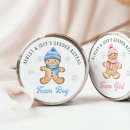 Team Boy Gingerbread Gender Reveal Party Runder Aufkleber