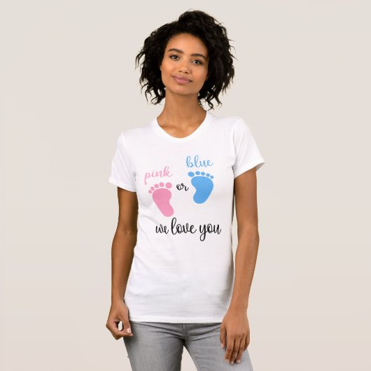Team Boy Girl Gender Rosa oder Blau Wir Liebe Sie T-Shirt (Vorne ganz)