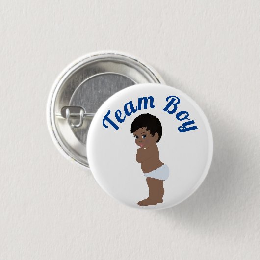 "Team Boy" - Niedliche Darstellung des Geschlechts Button (Vorne & Hinten)