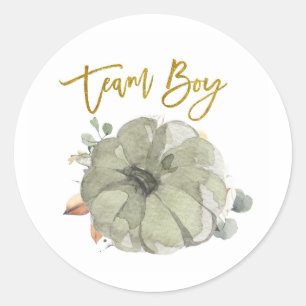 Team Boy Pumpkin Gender Reveal Spiel-Label Runder Aufkleber