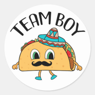 Team Boy Taco thematisches Geschlecht offenbaren P Runder Aufkleber