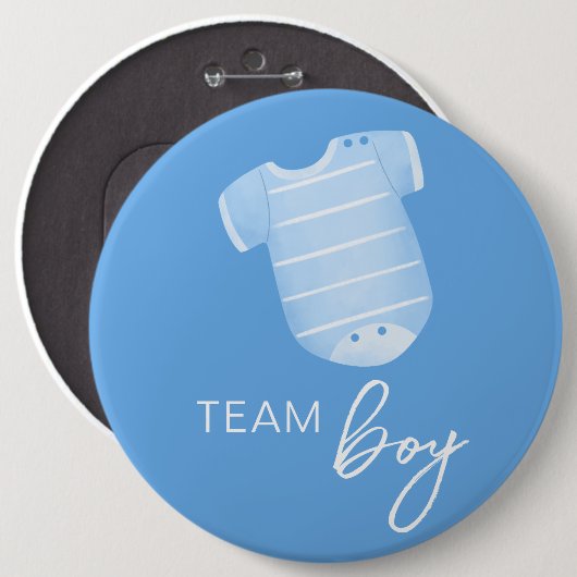 Team Boy tragen, was Baby wird ratess Blue White Button (Vorne & Hinten)