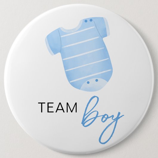 Team Boy tragen, was Baby wird ratess Blue White Button (Vorderseite)