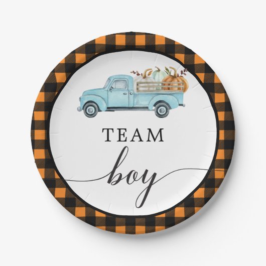 Team Boy Vintag Pumpkin Truck Papier Teller (Vorderseite)