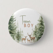 Team Boy von Forest Woodland Animals Gender Reveal Button (Vorderseite)
