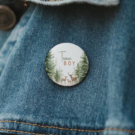 Team Boy von Forest Woodland Animals Gender Reveal Button