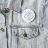 Team Boy Wasserfarben-Teddybär Geschlechter-Enthül Button (Beispiel)