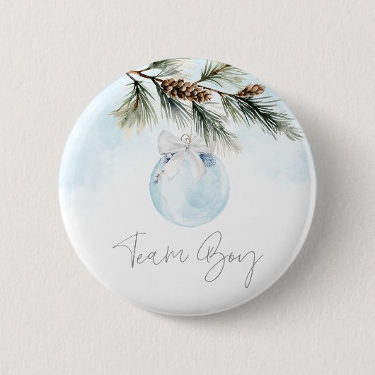 Team Boy Winter Gender Reveal Button (Vorderseite)