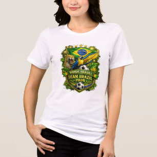 Team Brasil 2026 Jaguar & Arara Fußballfan Tri-Blend Shirt