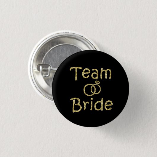 Team-Braut-Brautjungfern-GoldGlitzerknopf Button (Vorne & Hinten)