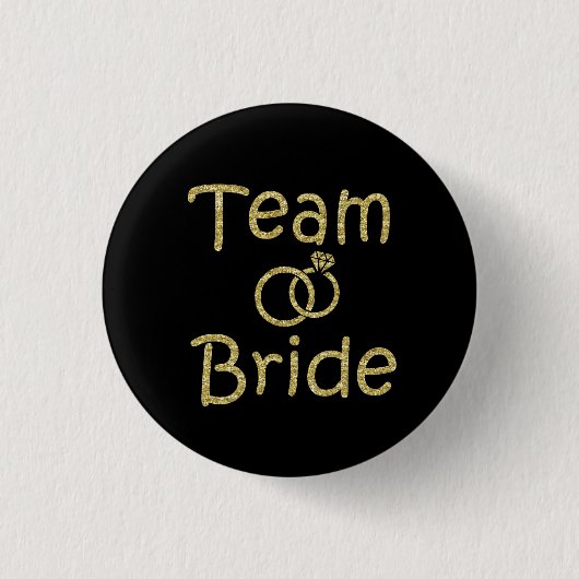 Team-Braut-Brautjungfern-GoldGlitzerknopf Button (Vorderseite)