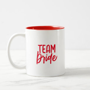 Team Braut   Coole moderne auffällige rote Zweifarbige Tasse
