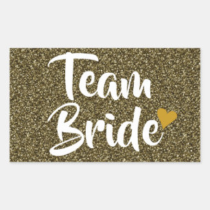 Team Braut Gold Herz Glitter Rechteckiger Aufkleber