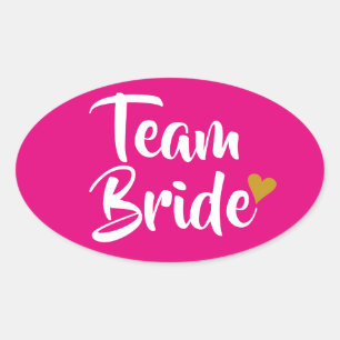 Team Braut Gold Herz Ovaler Aufkleber