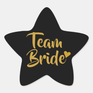 Team-Braut-Goldherz Stern-Aufkleber