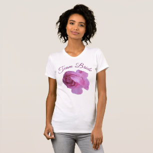 Team Braut hübsches rosa Rosen Blumen Junggesellin T-Shirt