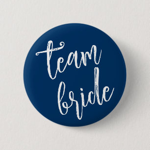 Team Braut Minimal Modern Blau Junggesellinnenpart Button
