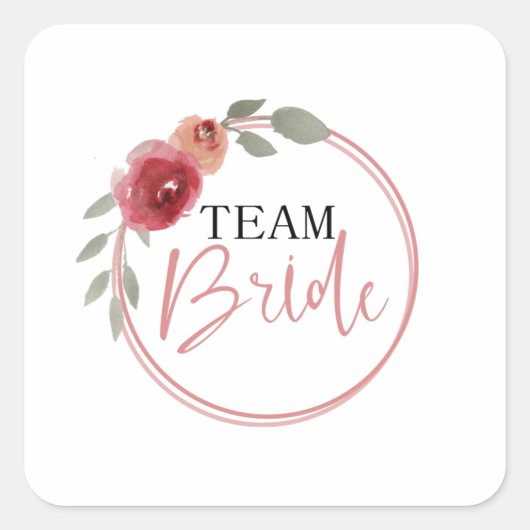 Team Braut Quadratischer Aufkleber (Vorderseite)
