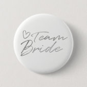 Team-Braut - silberner Imitatfolienknopf Button (Vorderseite)