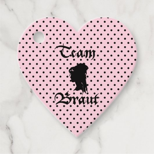 Team Braut Text mit Punkte rosa Geschenkanhänger (Vorderseite)