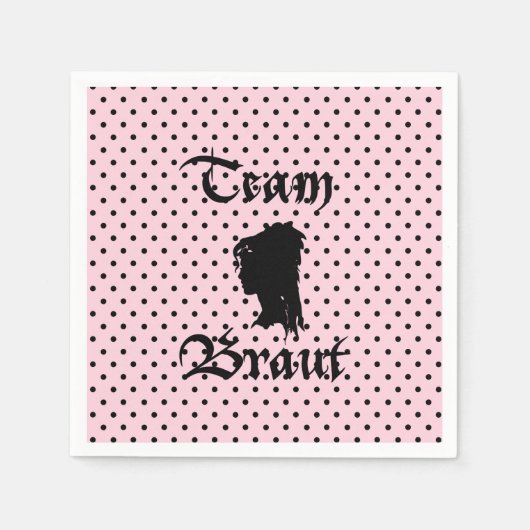 Team Braut Text mit Punkte rosa Serviette (Vorderseite)