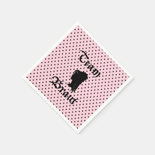 Team Braut Text mit Punkte rosa Serviette (Ecke)