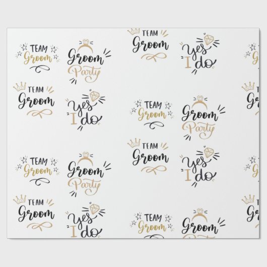 Team Bräutigam Gold & Black Geschenkpapier (Flach)