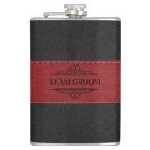 Team Bräutigam Schwarz & Rot Leder 2 Flachmann (Vorderseite)