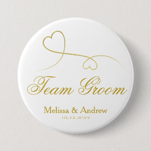 Team-Bräutigam   zwei Wedding Goldherzen Button