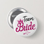 Team Brautweiß mit rosa Krone und rosa/schwarzem Button (Vorne & Hinten)