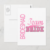 Team Bride 1 BRIDESMAID Postkarte (Vorne/Hinten)