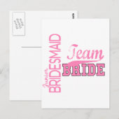 Team Bride 1 JUNIOR JR BRIDESMAID Postkarte (Vorne/Hinten)