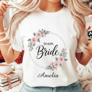 Team Bride Benutzerdefinierte Elegante Rosa Floral Tri-Blend Shirt