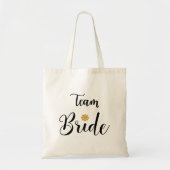 Team Bride Black Text Gold-Blume-Modern Tragetasche (Vorne)