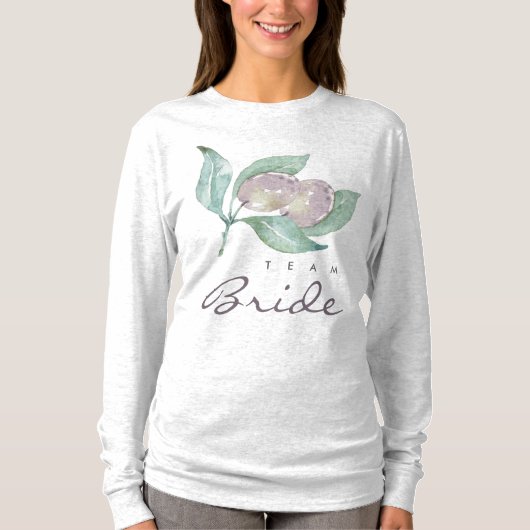 TEAM BRIDE BLUE GREEN WATERCOLOR FOLIAVE OLIVE T-Shirt (Vorderseite)