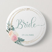 TEAM BRIDE! Blumen Kranz Button (Vorderseite)