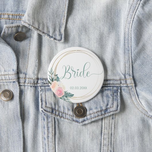 TEAM BRIDE! Blumen Kranz Button (Beispiel)