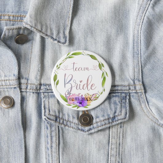 Team Bride! Blumen Kranz Button (Beispiel)