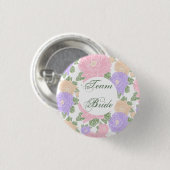 Team Bride, blumenreich Button (Vorne & Hinten)