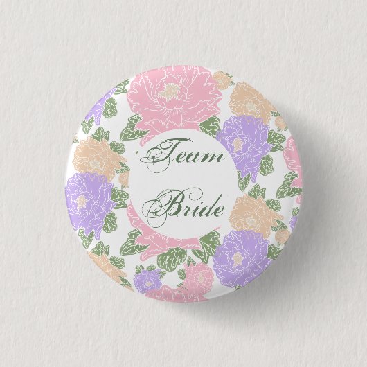 Team Bride, blumenreich Button (Vorderseite)