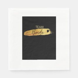 Team Bride, Brautjungfer Servietten - Schwarz & Go