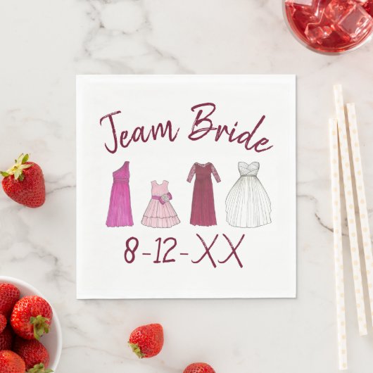 TEAM BRIDE Brautparty Bridesmaid Blumenmädchen Gow Serviette (Beispiel)